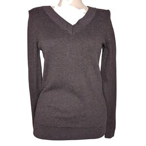 Chocolate Brown Sweater Women Small Minimalist Capsule Parisian Business Layer